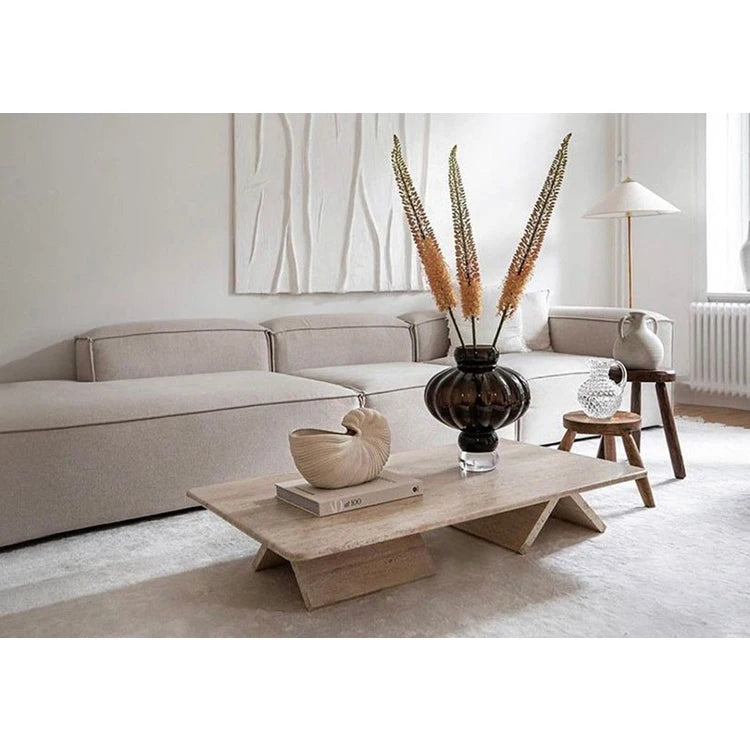 Luxury Natural Travertine Table Modern Design Living Room Furniture Travertine Coffee Entry Table