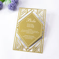 Customized 5x7inch Laser Hot Stamping Letters Vintage Hollow Style Golden Mirror Acrylic Invitation Card