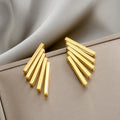 HOVANCI New Fashion Korean Simple Titanium  Steel Earrings Temperament Multilayer Geometric Gold Stud Earrings for Women