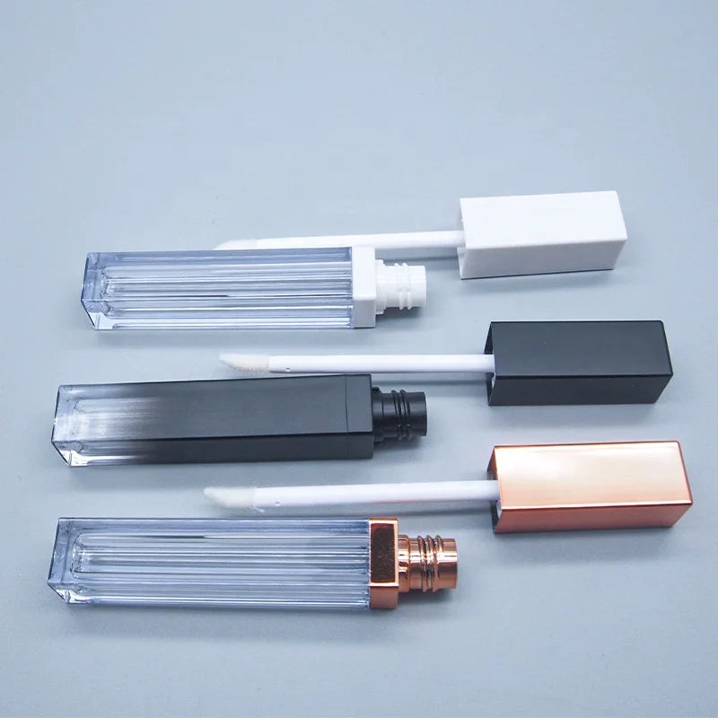 LZ Pack 100pcs Gradient Black White Rose Gold Lipstick Bottle Customized Lipgloss Tubes 5ml Square Wholesale Lip Gloss Tubes