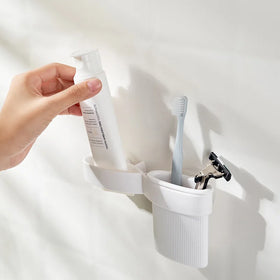 Hongdec Plastic Two-piece Wall Mounted Toothpaste Rack and White Toothbrush Holder Set HD-XS-366 for Home and Hotel Use