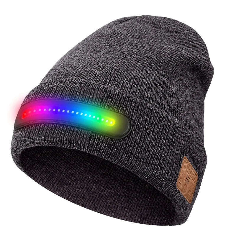 Headphones Built-in Speaker Mic Bluetooth LED Light Beanie Musical Knit Beanie Hat for Men Women Dad