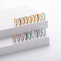 Colored Geometric Cubic Zirconia Huggie Jewelry 18K Gold 925 Sterling Silver Hoop Earrings Women