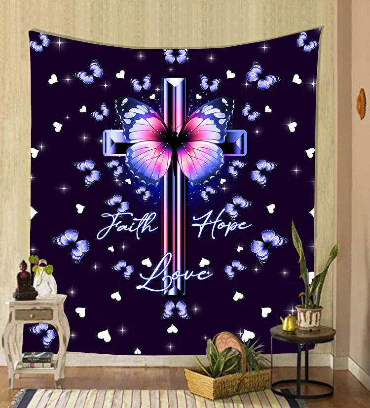 Customized Butterfly Moon Flower Print Bohemian Style Wall Hanging Bedroom Living Room Decoration Tapestry