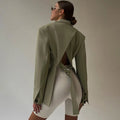 Enyami High Street Single Breasted Loose Jacket Boxy Shoulder Pads Coat Office Lady Backless Women Blazers