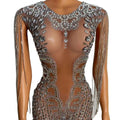 Singer Sexy See Through Evening Dresses Sparkly Stage Show Stone Club Party Costumes Super Star Dress