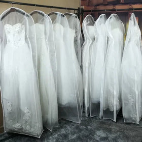 Yarn Fabric Luxury Breathable Transparent Long Dance Dress Wedding Gown Garment Cover Bag Wholesales