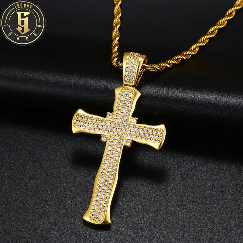 Personality Full Zircon Diamond Cross Pendant Wholesale Price Hip-hop Creative Cross Pendant Necklace Jewelry for Men