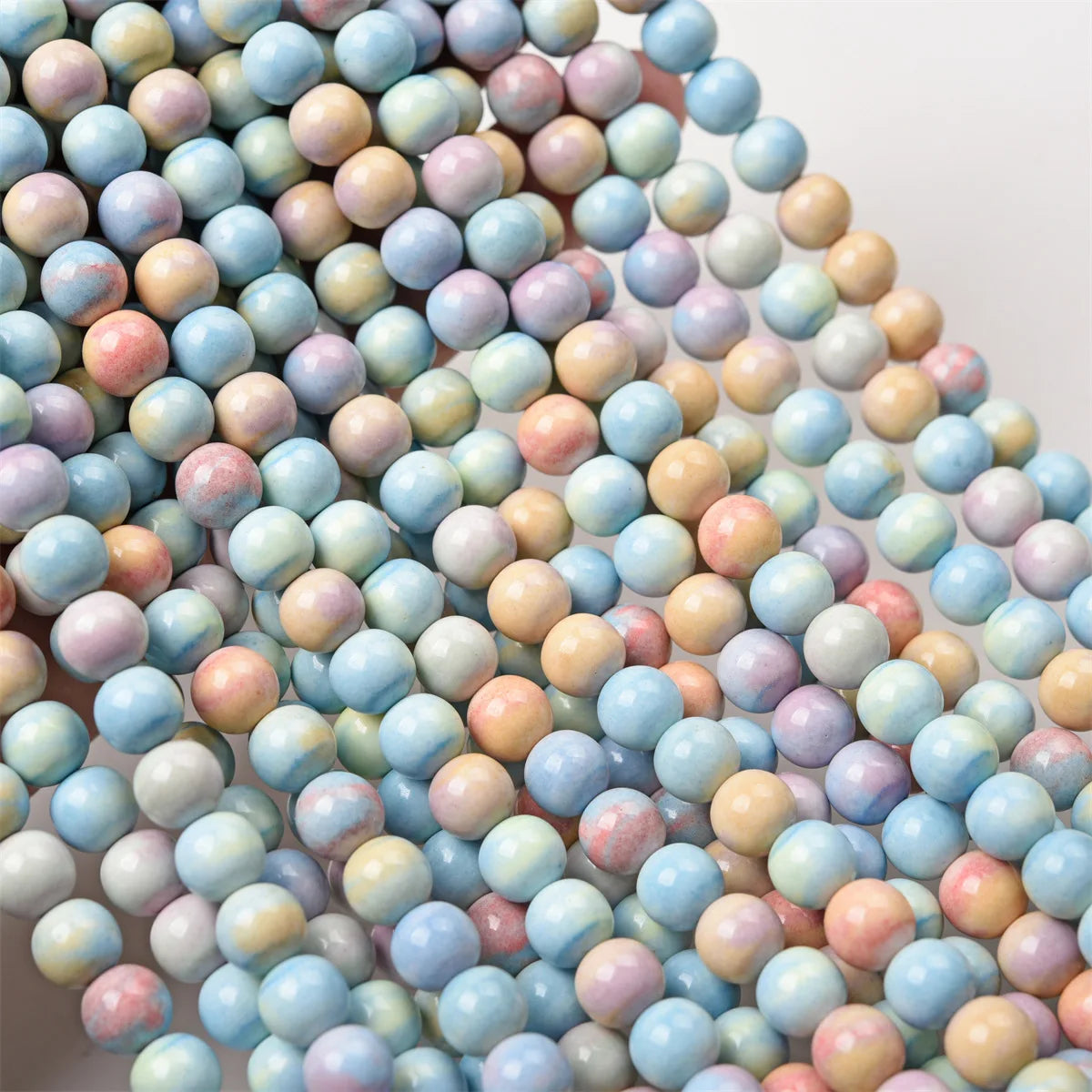 Rainbow Stone Pastel Pink Alashan Agate Beads Round for Jewelry Making Jewelrytopia Model 10348-1