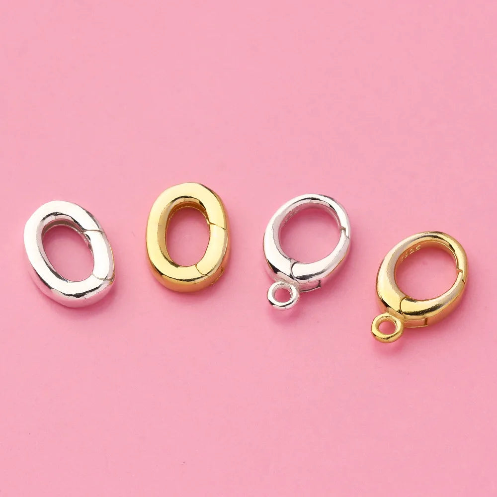 Minimalism Oval Clasp Wholesale 925 Sterling Silver Spring Connect Clasp for Jewelry Making Accessories