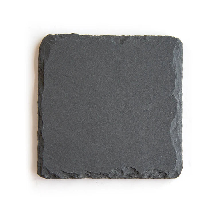 Wholesale Gloway Logo Black Natural Square Round Slate Coasters for Drink