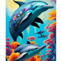 Diy Painting by Numbers Dolphin Animals Picture by Numbers for Adults Kits Diy Painting for Home Decoration 40x50cm
