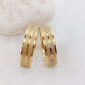 Sparkling Emery Frosted 24k Gold Filled Matching Wedding Bands Couple Rings for Men and Women Love 316L Stainless Steel Jewelry