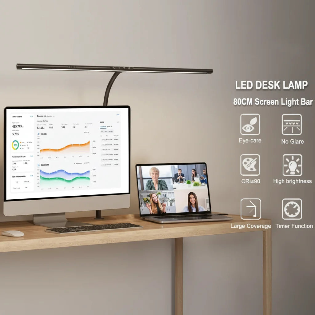 Modern Nordic Minimalist Sensor Control Aluminum Flexible Gooseneck DC LED Desk Lamp Electric Eye-Caring 60-Min Reading Rooms