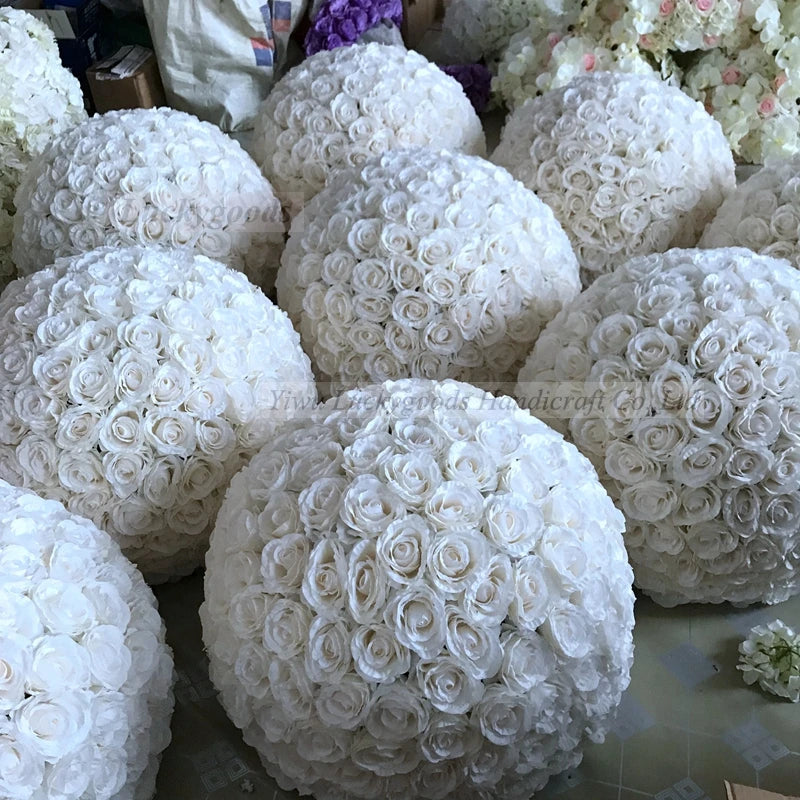 LFB405-70cm Good Quality Fake Wedding Cream Rose Ball Wholesale champagne Wedding Silk Flower Ball