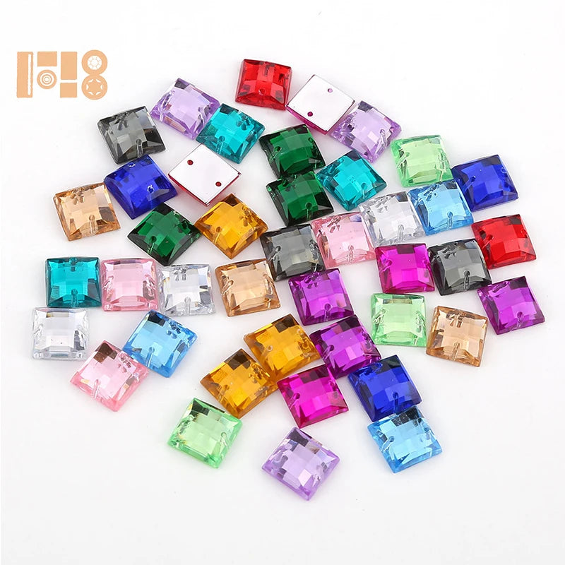 2-Hole Sew-On Stone Glass Acrylic Rhinestone Loose Rhinestones for Crafts and Decorations