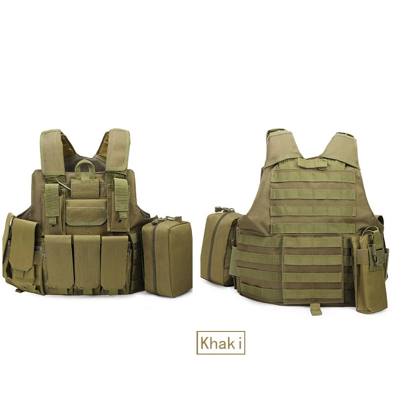 Best Improved Outer Tan Modular Molle Tactical Vest with Plate Carrier and Holster for Women Men Hunting