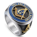 Hot Sale 316L Stainless Steel Enamel Masonic Ring Fashion Punk Retro Titanium Steel Religious Men' s Ring Jewelry