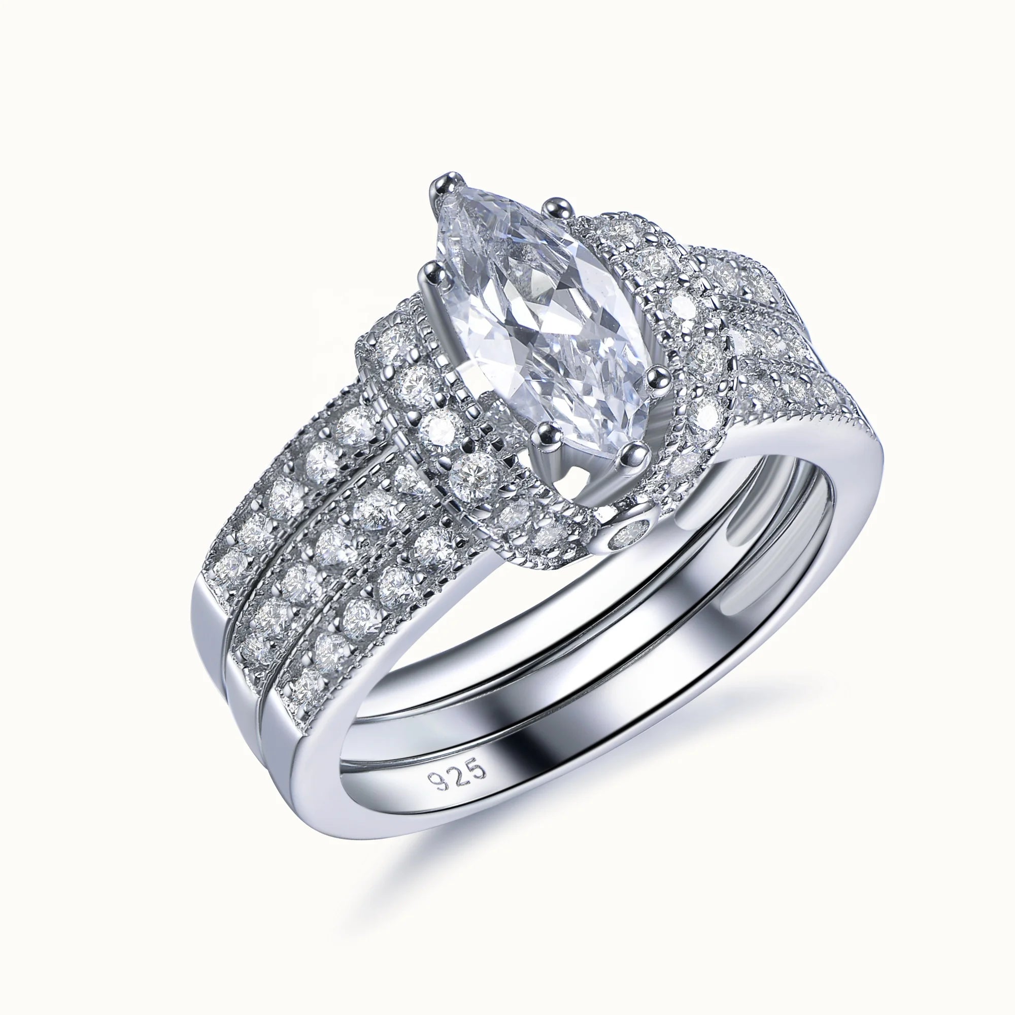 Kirin 925 Sterling Silver Plated CZ Diamond Ring Iced Out Round Cubic Zirconia Rings for Woman Wedding Ring