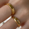 MICCI Wholesale Custom Non Tarnish Free Waterproof Jewelry 18K Gold Plated Stainless Steel Crescent Couples Moon and Star Ring