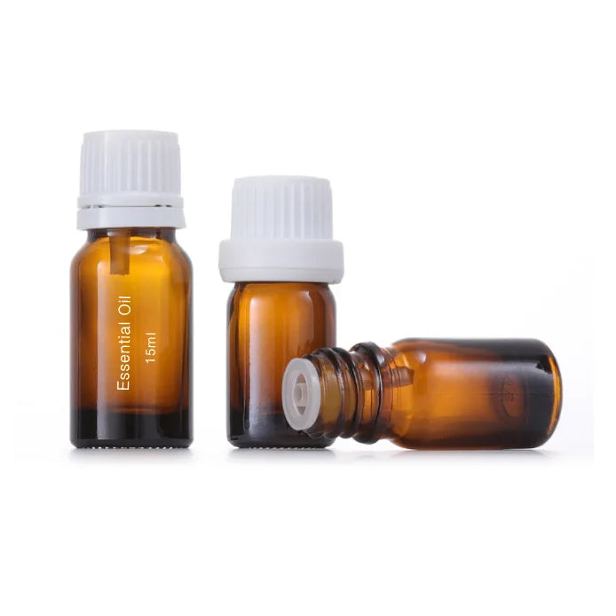 Hot Selling White Black Screw Lid 5ml 10ml 15ml  Empty Refillable Essential Oil Storage Packaging Amber Cosmetic Glass Bottles