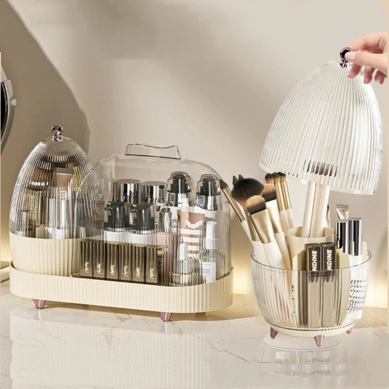 OWNSWING Large Capacity Classify Storage Makeup Brush Pen Holder Lipstick Eyeshadow Powder Puff  Rotating Makeup Storage Box