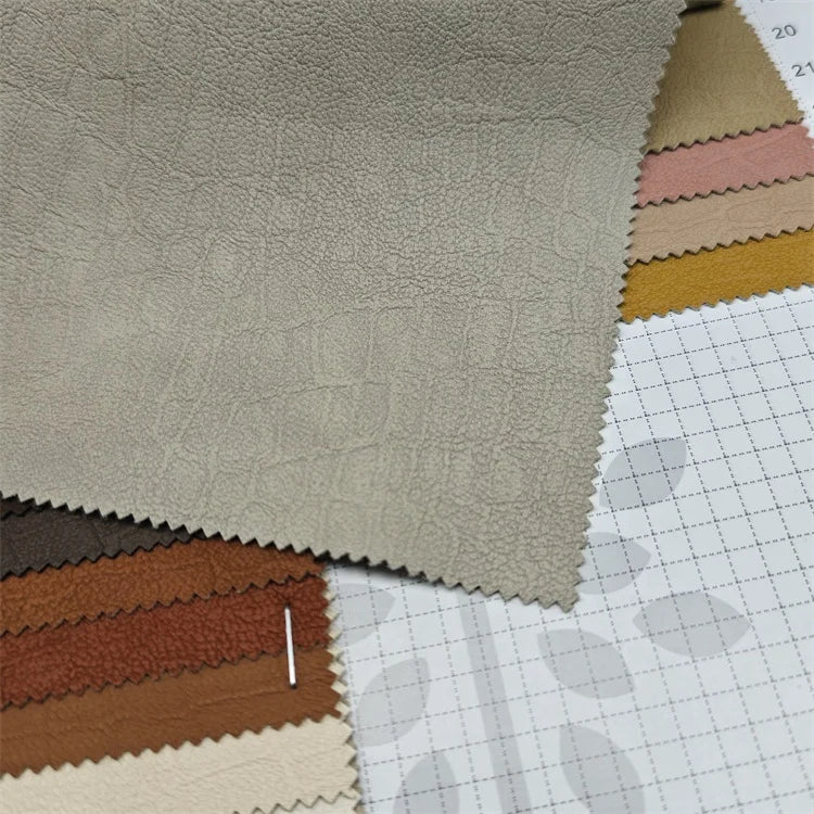 New Stock Colored Embossed Crocodile Pattern PU Leather Rayon Backed for Garments and Accessories