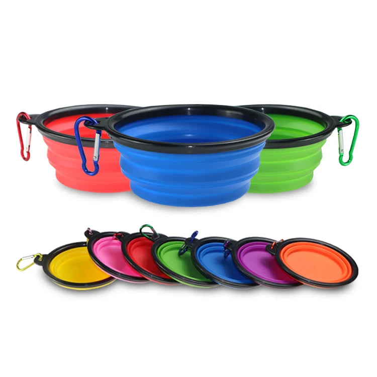 Expandable 350ml Folding Portable Travel Foldable Silicone Collapsible Food Water Pet Cat Dog Bowl for Dog