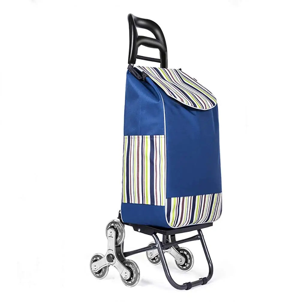 Wholesale Supply Blue Stair Climber Folding 6 Wheels Heavy Duty Dolly Grocery Shopping Hand Luggage Trolley Cart for Condos