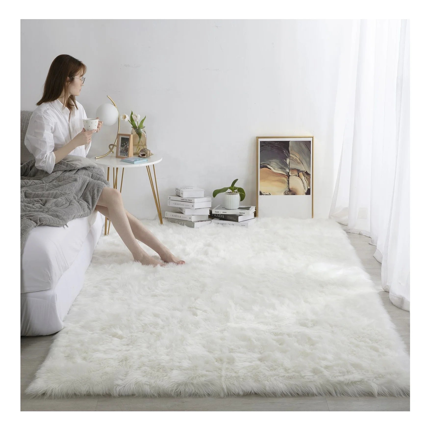 Wholesale Modern Fluffy Floor Hotel Rug Faux Fur Plush Washable Carpets Rugs Living Room Carpet Faux Sheepskin Rug for Home
