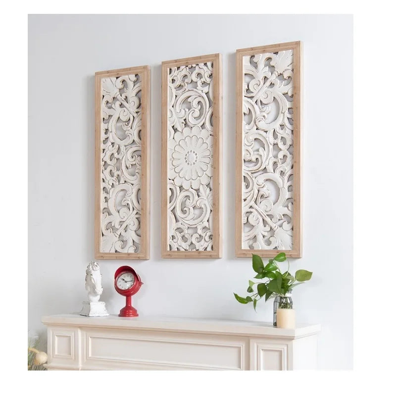 Innova Interior Home Decor Hanging Rustic Farmhouse Chic Rectangle White Washed Wood Panel Wall Art Decor