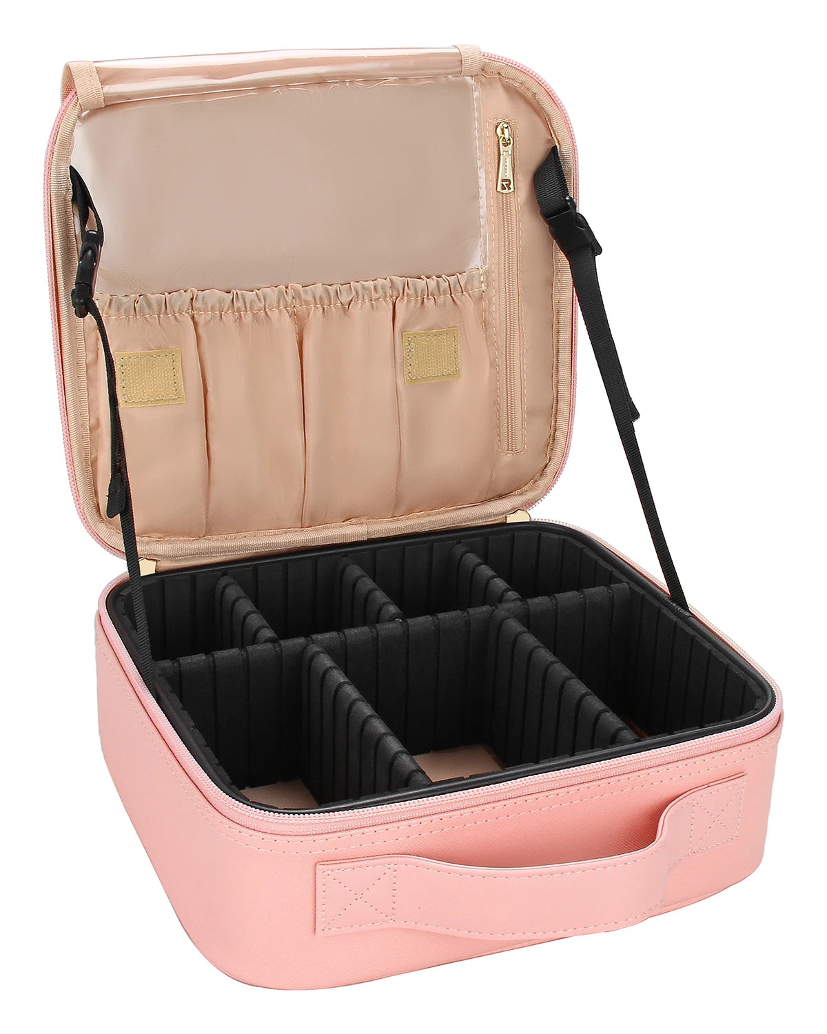 Relavel Makeup Train Case Makeup Cosmetic Case Organizer Portable Artist Storage Bag with Adjustable Dividers for Cosmetics MegaBDM