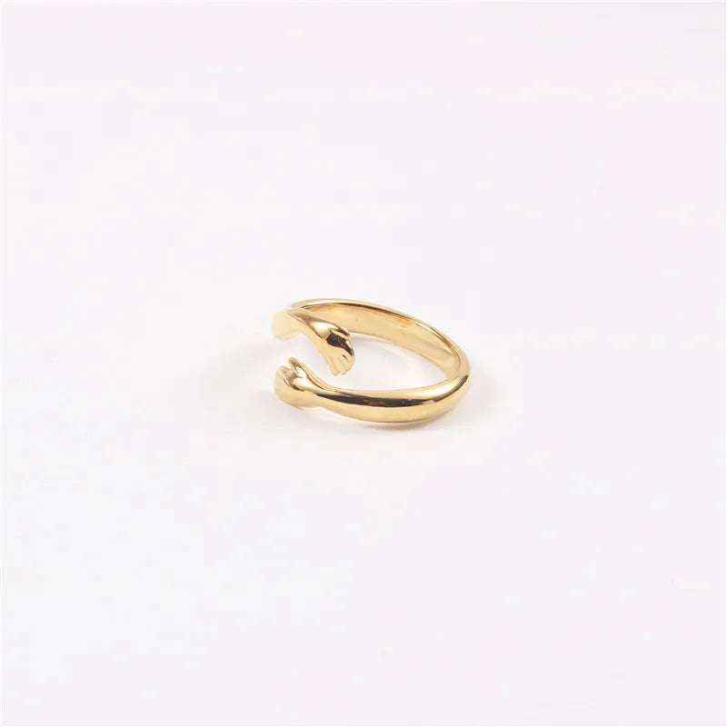 Fenny 18K Gold Plated Wholesale Ready to Ship Dainty Love Designer Hug Stainless Steel Finger Ring Trendy for Women