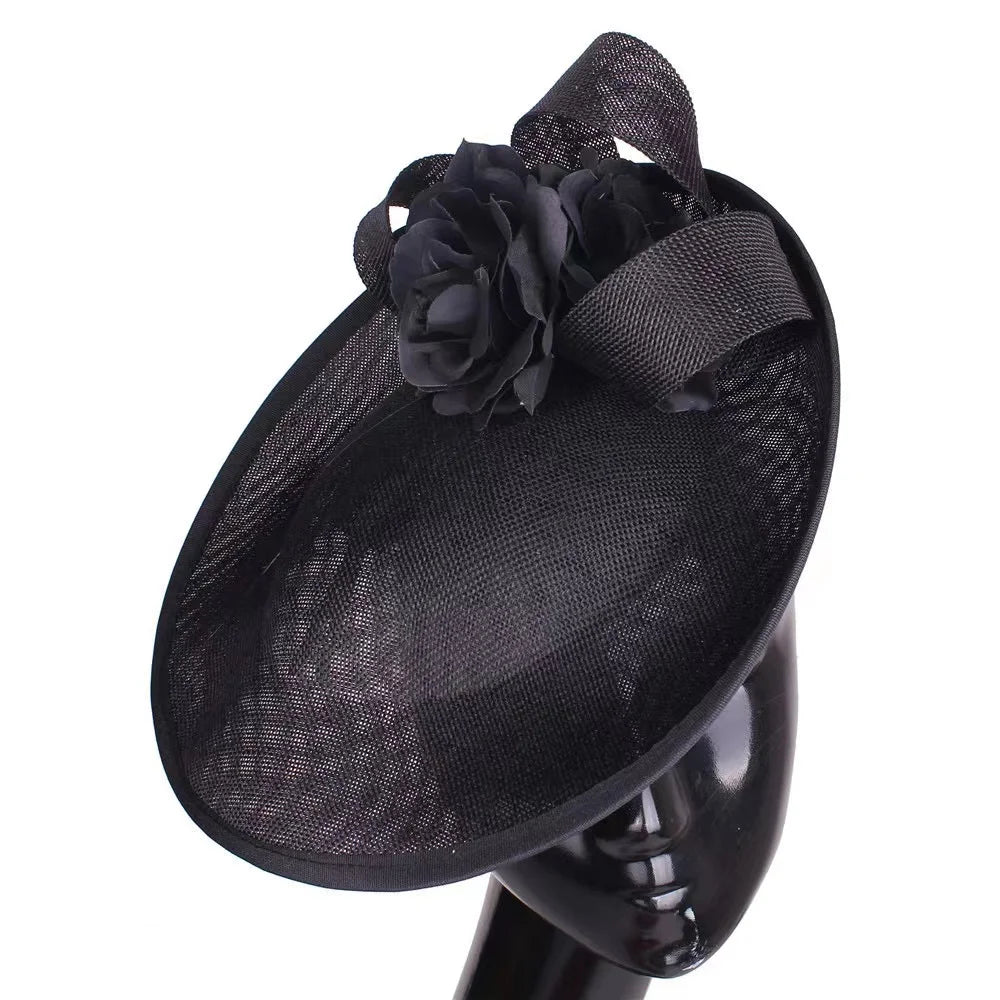 Vintage Women Red Church Derby Hat Elegant Fascinators for Women Tea Party Headband Wedding Hat for Lady