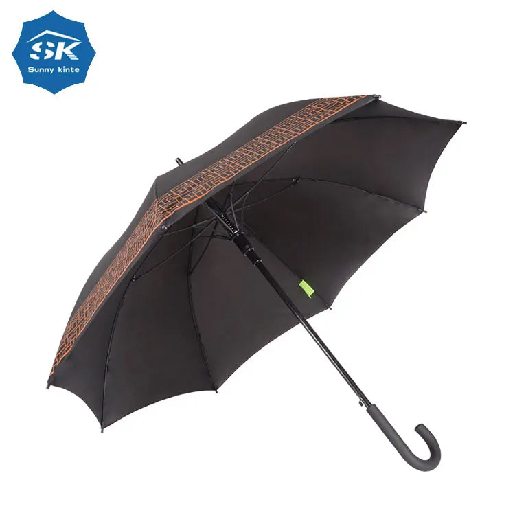48In J Shape Handle Windproof Standard Size Custom Band Hotel Umbrella