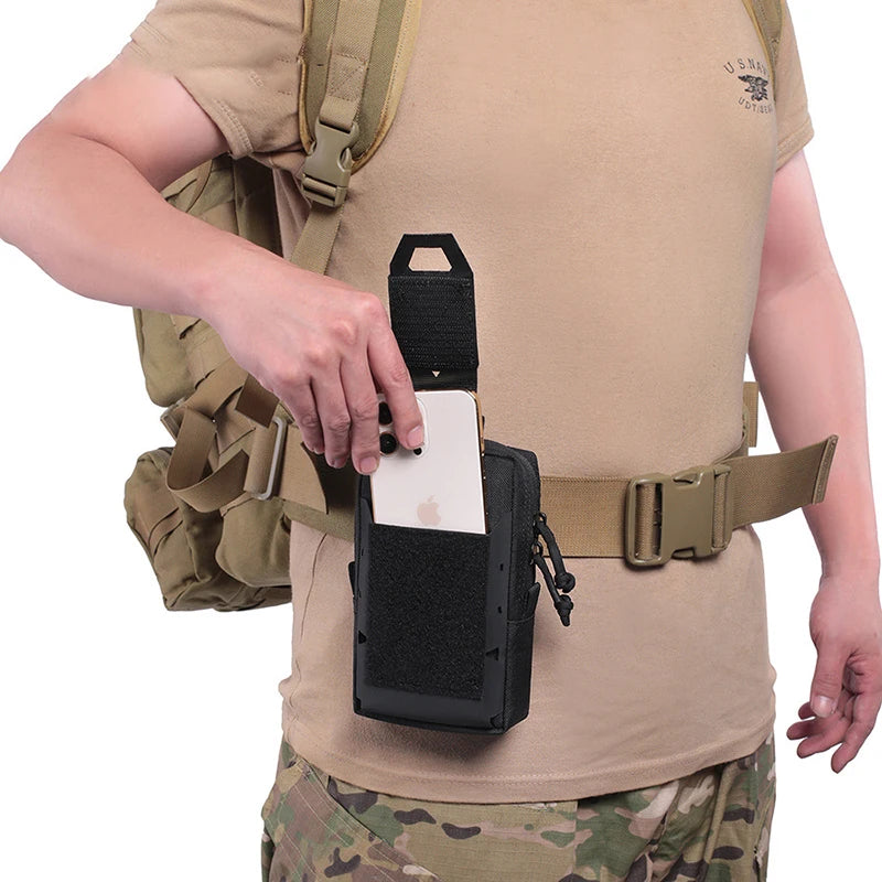 Men Tactical Molle Pouch Belt Waist Pack Bag Small Phone Pocket Molle Unity Waist Pack EDC Pouch Travel Camping Bag Soft Back