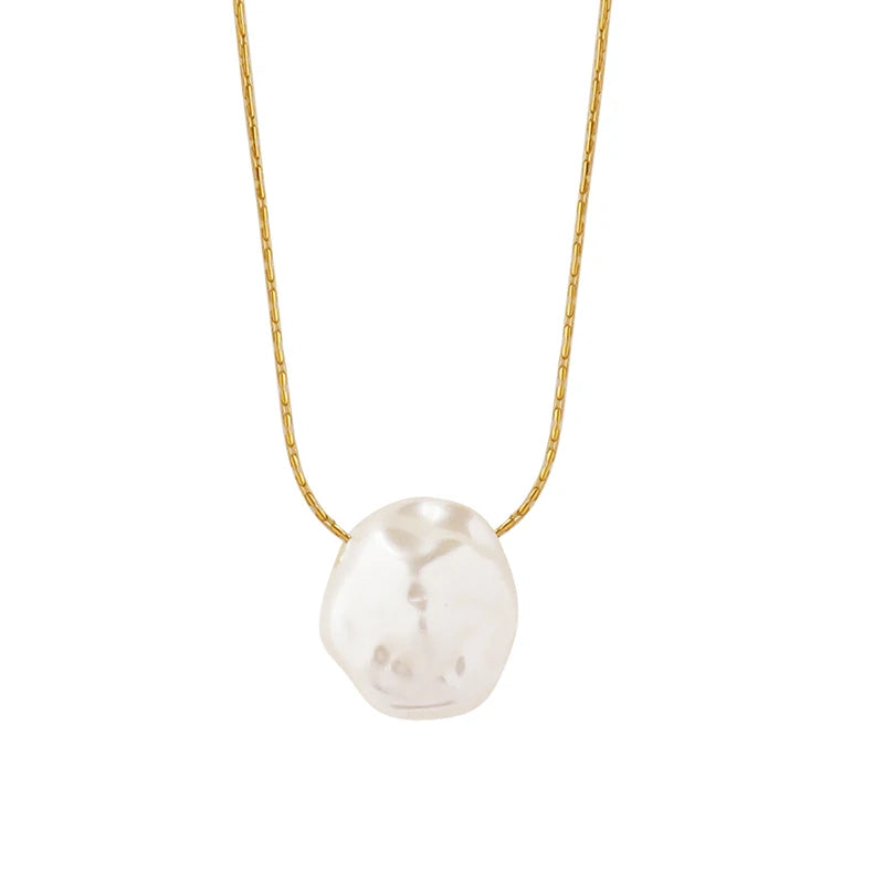 Design Imitation Pearl Necklace Stainless Steel Non Fading Jewelry Necklace