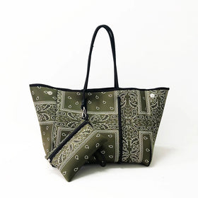 Ladies Outdoor Beach Perforated Open Closure Candy Pattern Unique Shopping Bag Neoprene Tote