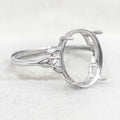 Sterling Silver 11*13mm Semi Mount Ring Empty Frame Blank Support Setting S925 Base Holder Without Center Stone for DIY Inlay