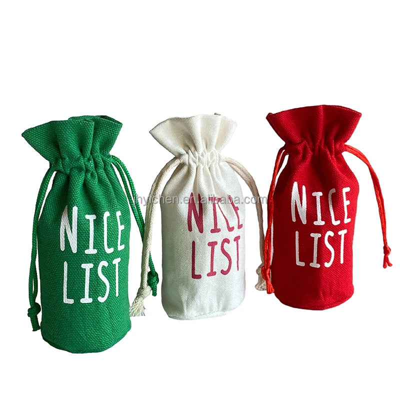 Wholesale Customized Sizes Cotton Beer Cans Storage Pouch Canvas Drawstring Presents Bags With Round Bottom