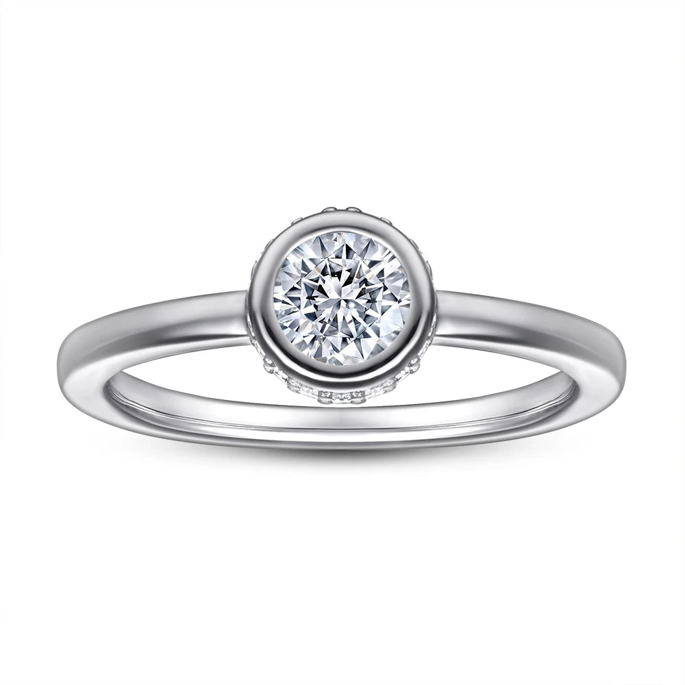Classic Solitaire Rings Princess Cut Rhodium Plated Thick 18K Gold Plated 925 Sterling Silver Engagement Wedding Ring