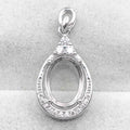 Sterling Silver 9*12mm Semi Mount Pendant Empty Frame Blank Support Setting S925 Base Holder Without Center Stone for DIY Inlay