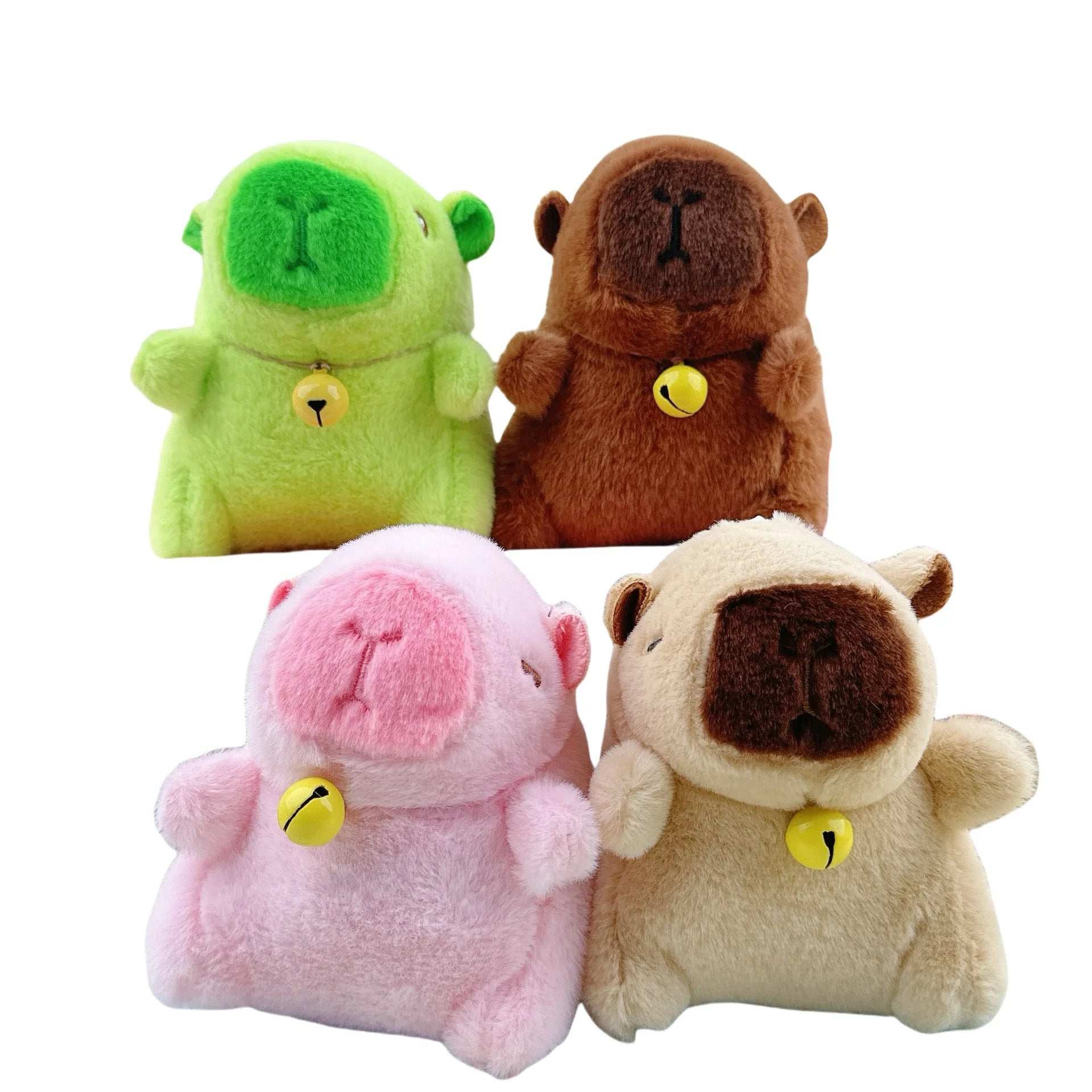 Cute Capybara Plush Keychain Stuffed Animal Toy with Bell Chain Simulation Fluffty Doll Backpack Pendant Key Chain Keyring Gift