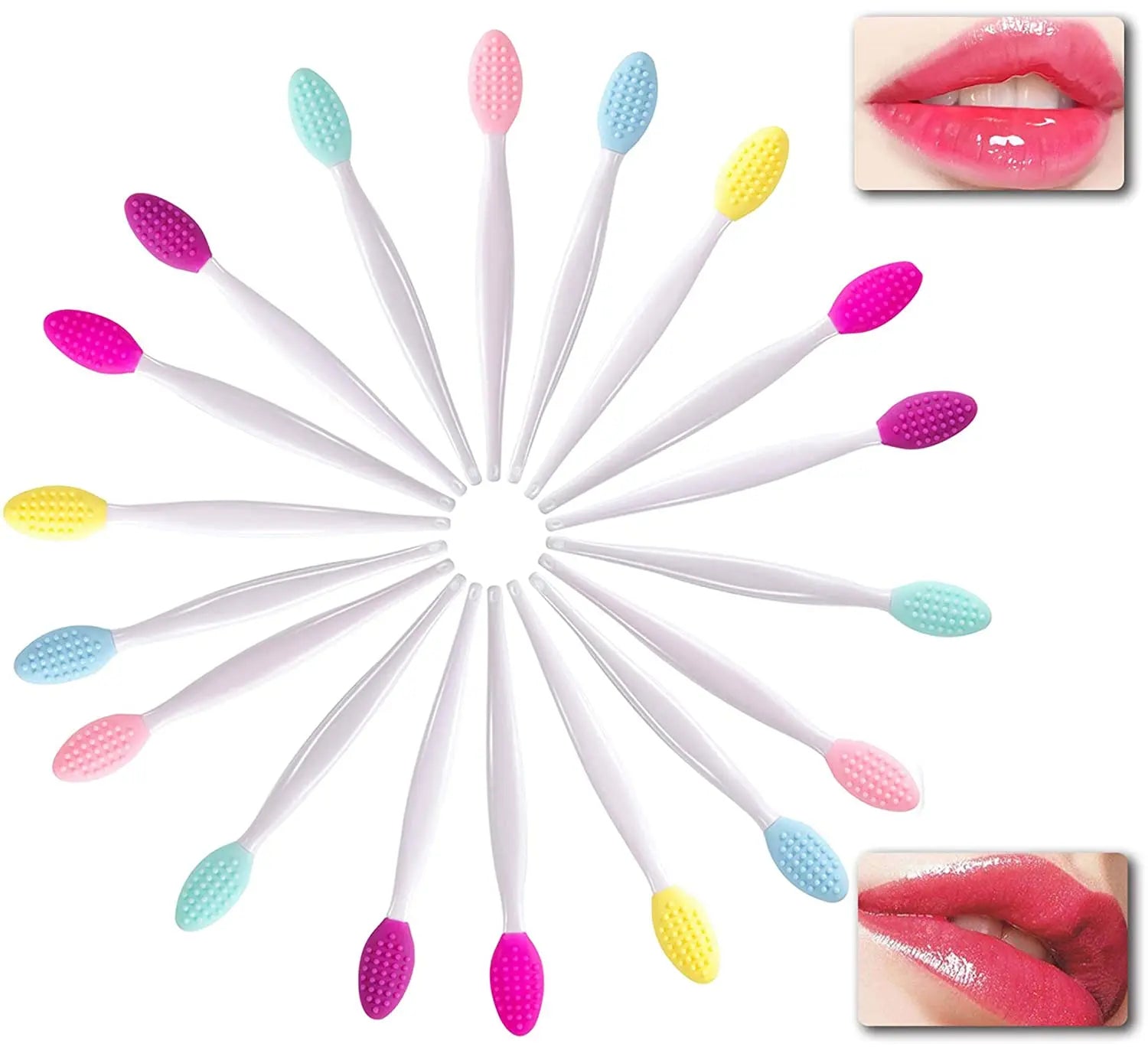 Custom Logo Lip Scrub Brush Double-Sided Silicone Exfoliating Lip Brush Tools for Nose Blackhead Cleansing of Skin and Lips