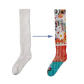 Custom Blank White Polyester Long Knee High Sublimation Print Spring Soccer Football Socks with Cuff & Bottom Logo Thick