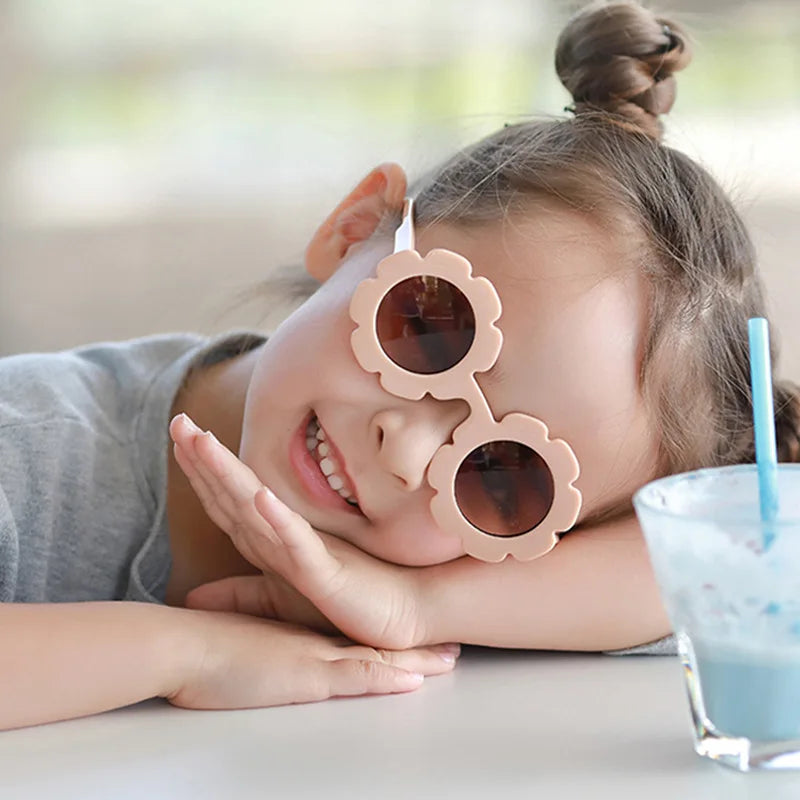 Sunglasses for Kids Round Flower Cute Glasses UV 400 Protection Children Girl Boy Gifts