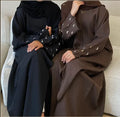 Loriya New Arrival EID Linen Islamic Clothing Abaya Women Kimono Cardigan Abaya Femmes Robe Musulmane Moon Embroidery Abaya