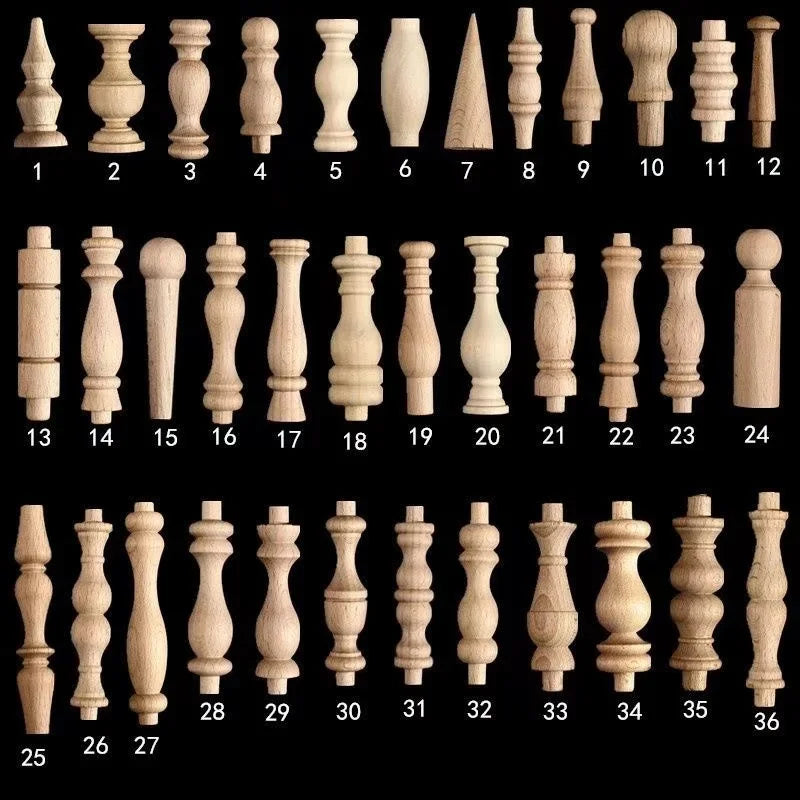 TaiLai Solid Wood Carved Post Bed Handrail Classic Roman Columns  Post Head Furniture Legs for Cabinet Table Legs Sofa Feet