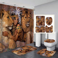 Hot Sale African Women 3D Digital Printing Style Bath Curtain 4 Pieces Waterproof Shower Curtain and Rug Set