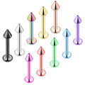 Stainless Steel Labret Piercing Lip Rings Cartilage Tragus Piercing Chin Piercing Bars Body Jewelry Spike Cone Cute Wedding Gift